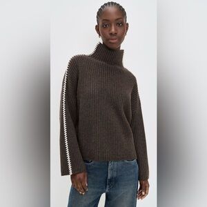Rag & Bone Olive/Black Ingrid Turtleneck Sweater, Size L